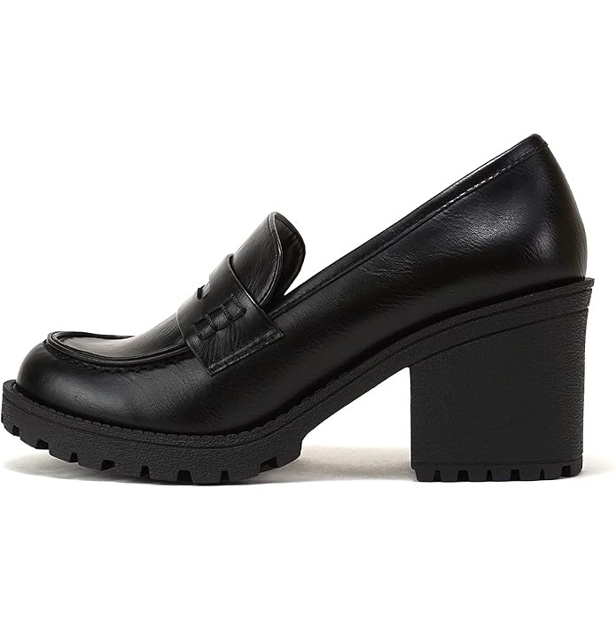 Soda Shoes Mid Heel Lug Sole Penny Loafer Shoe